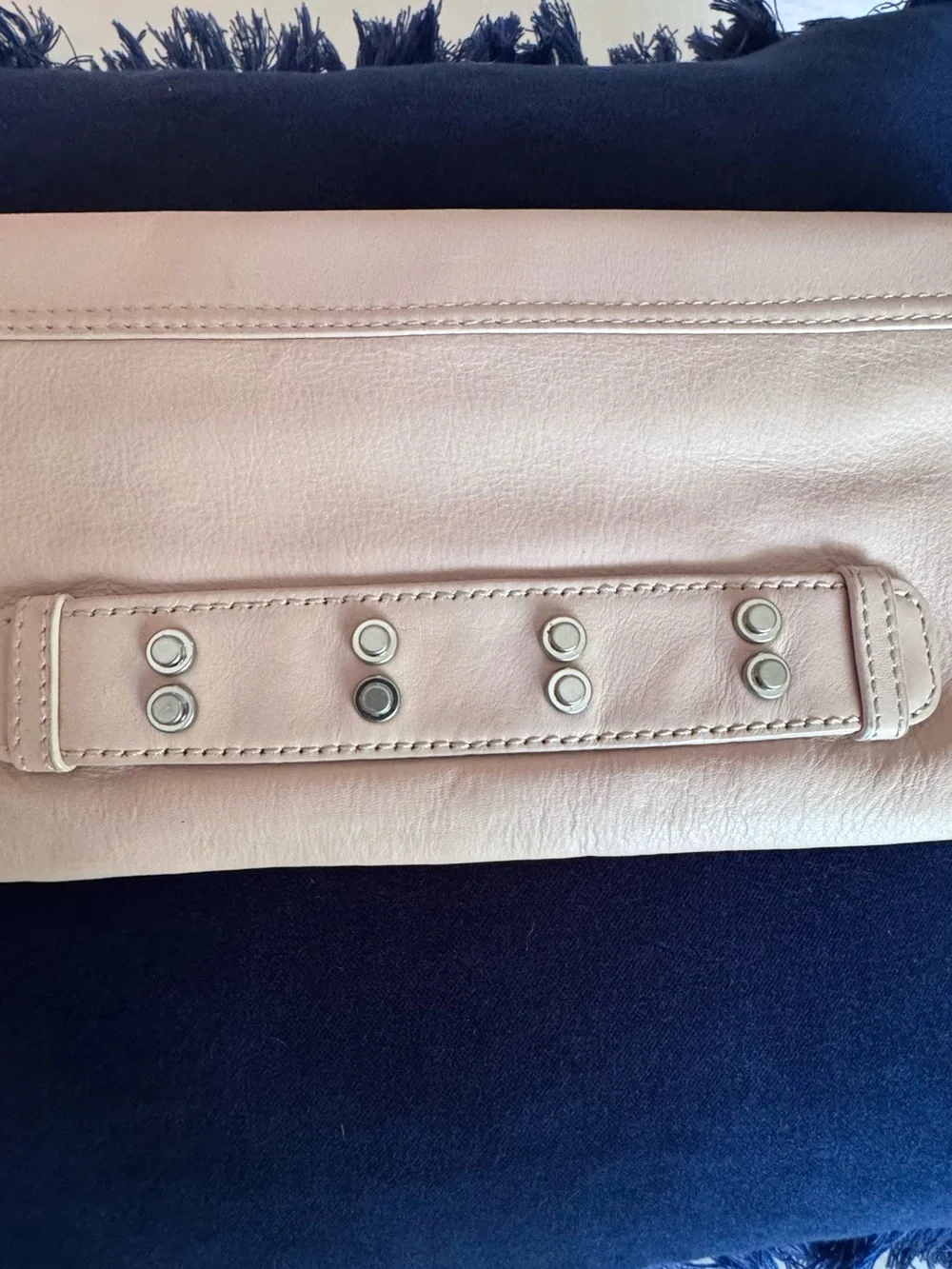 Olivia Harris Blush Studded Envelope Clutch